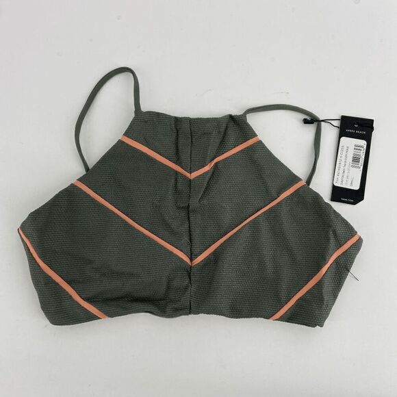 Tavik Easton Womens Cove Gray pink Glossy Pique tie New Bikini Top Small - Picture 2 of 8